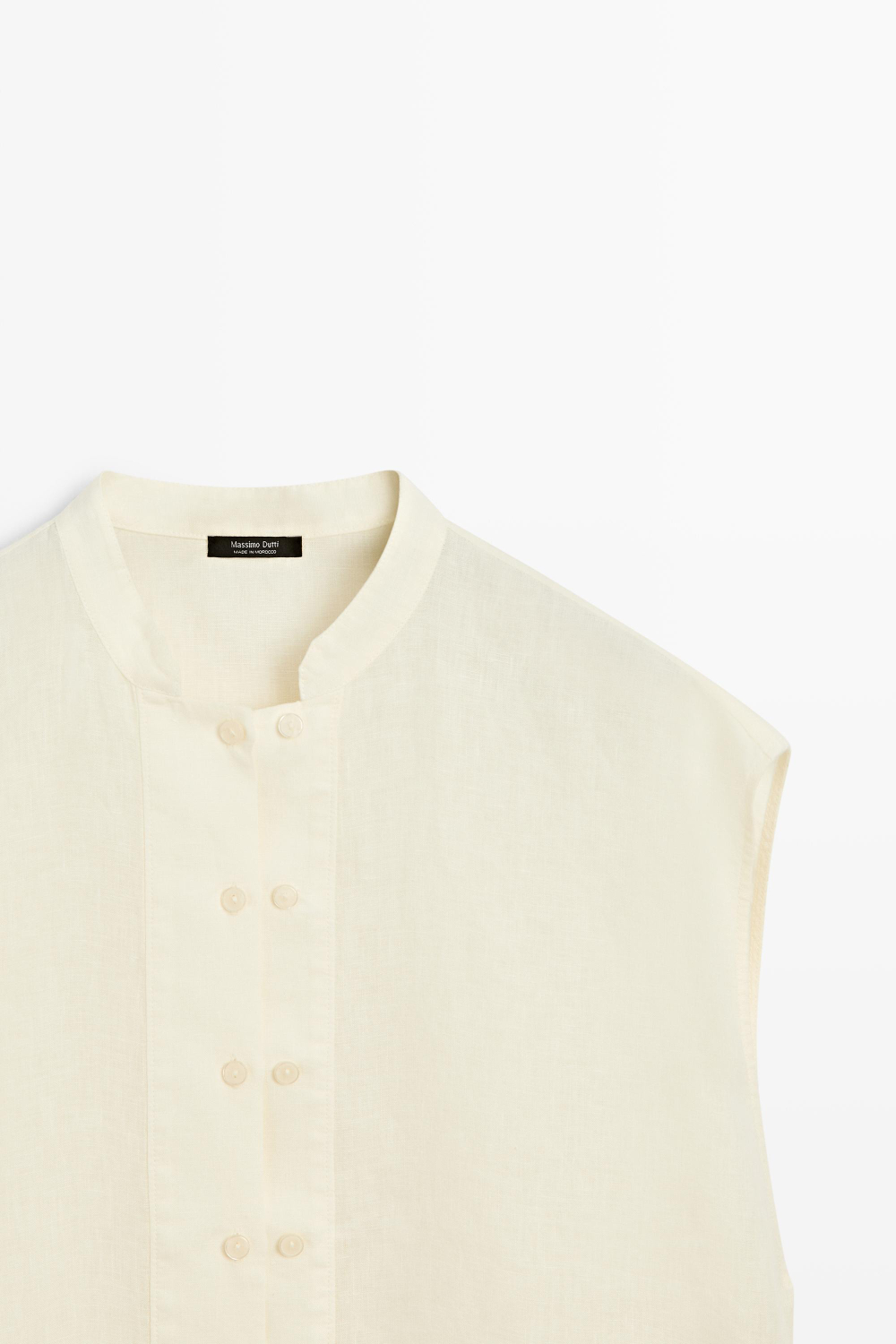 Massimo Dutti Струящаяся рубашка из 100% льна с пуговицами, желтый