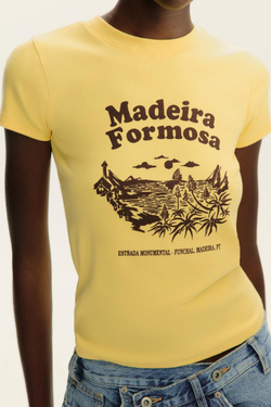 ZARA ФУТБОЛКА С ТЕКСТОВЫМ ПРИНТОМ, ЖЕЛТЫЙ