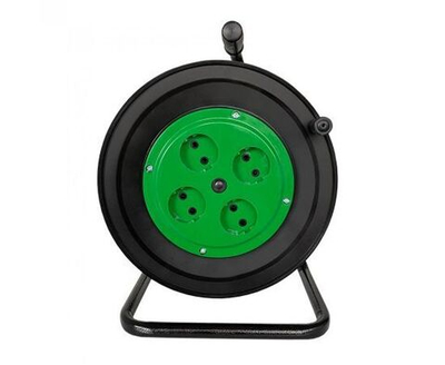 Катушка для удлинителя без провода от 1 м до 50 метров, 4 розетки, без заземления IP 20.