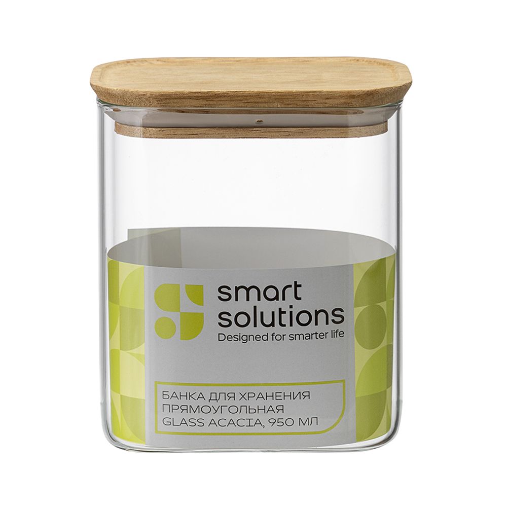 Банка для хранения прямоугольная Glass Acacia, 950 мл