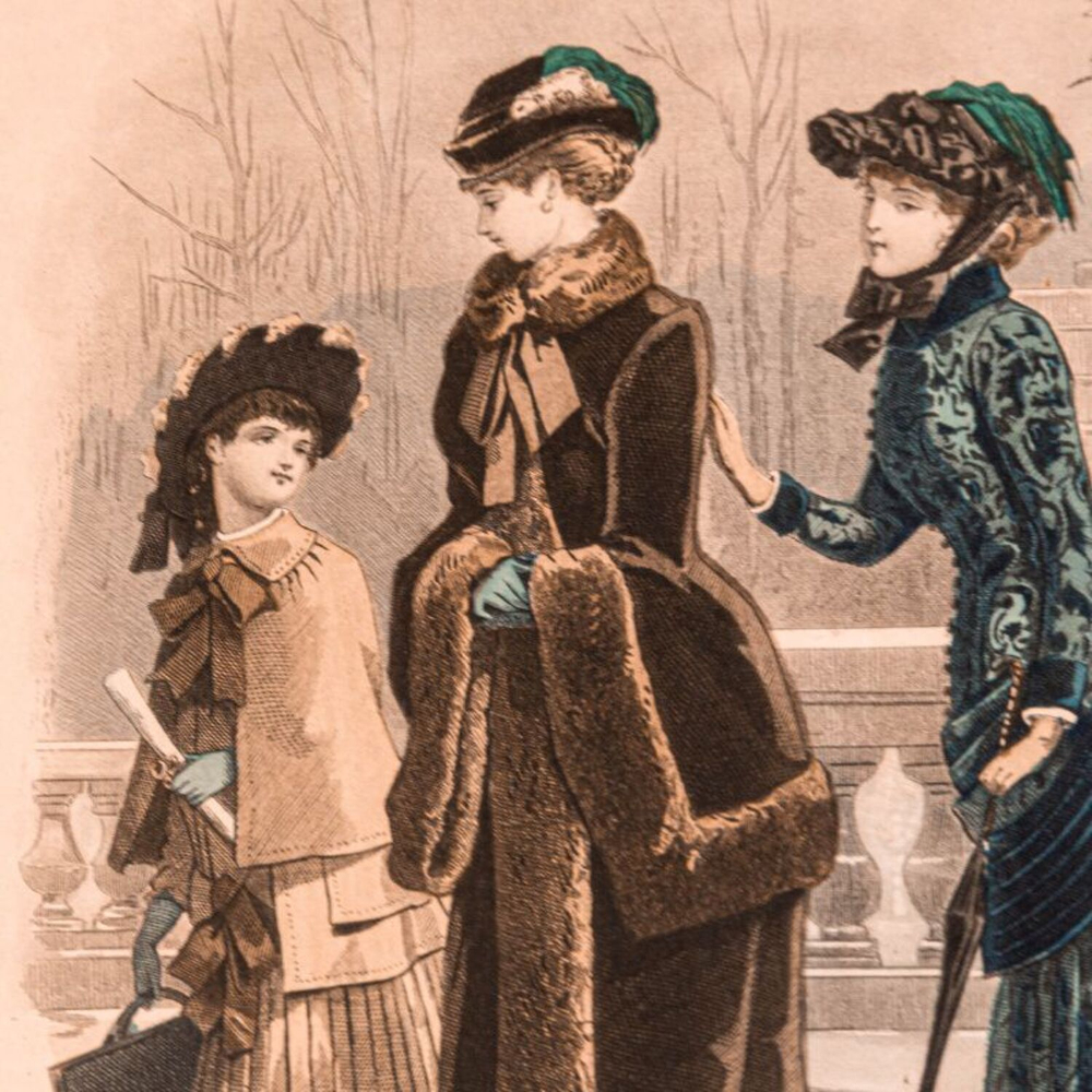 Старинная гравюра «Парижская мода»