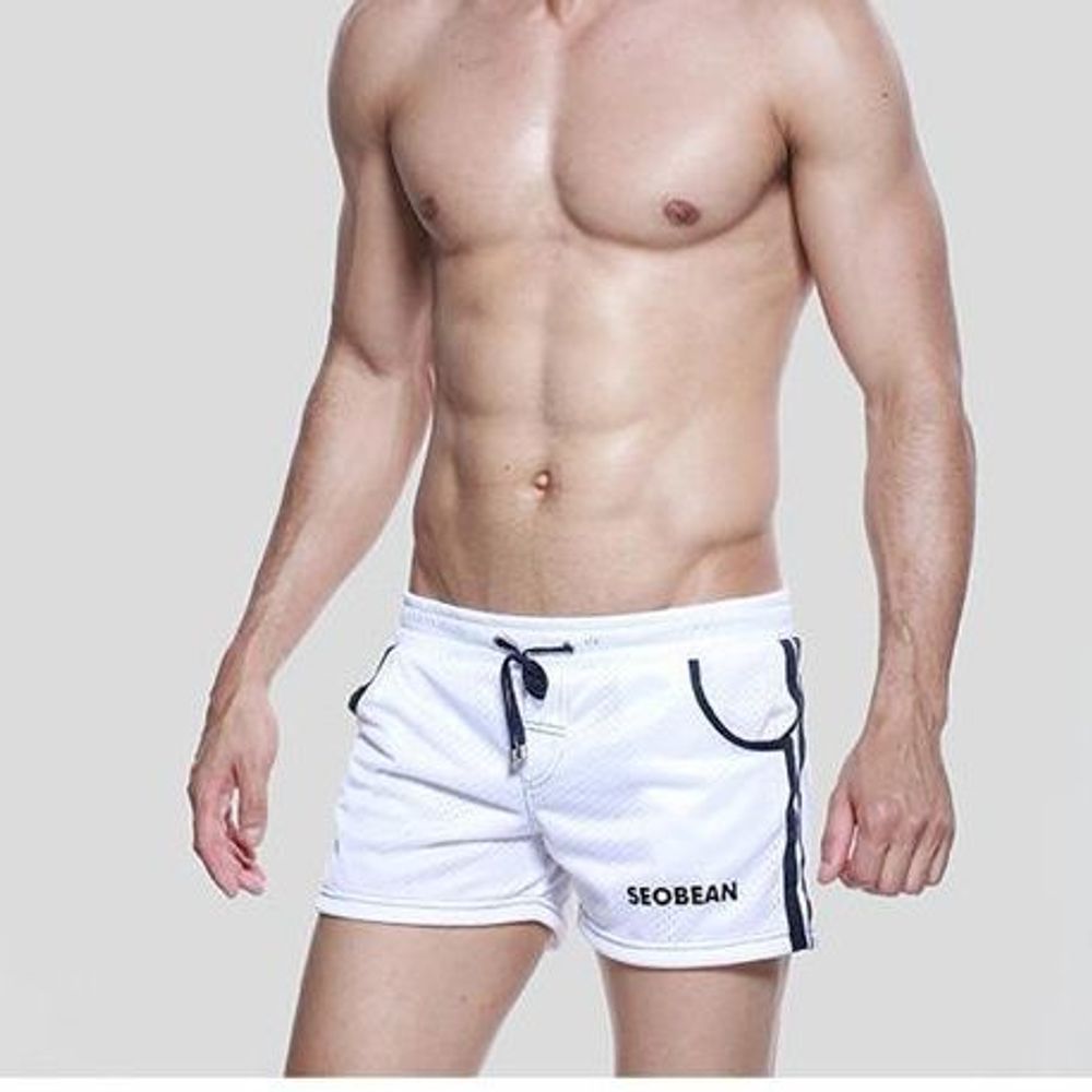 Мужские шорты белые в сетку Seobean Red Sport Shorts White 40506
