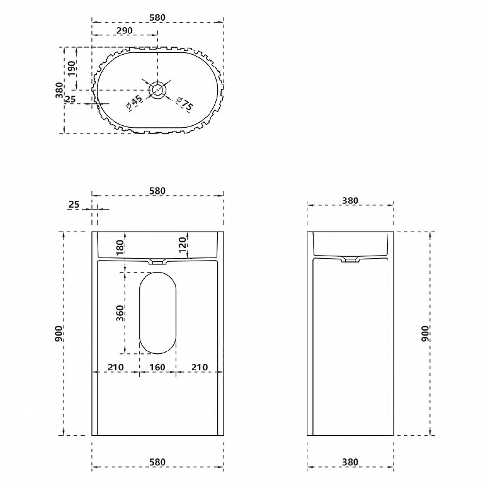 Раковина Abber Stein 58 AS2551-H Белая матовая