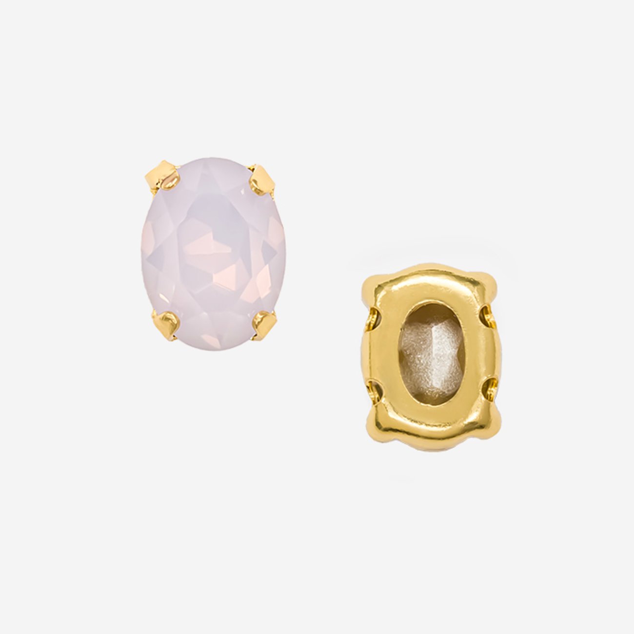Кристалл Овал (Oval Fancy Stone) в цапах, оттенок "Розовый Опал"/"Rose Water Opal", 8*6мм, позолота