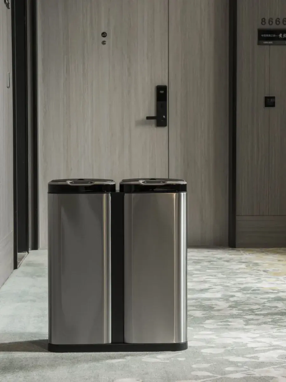 Ведро для раздельного сбора мусора, сенсорное, 2 емкости, Foodatlas JAH-8523, 60л (30+30)