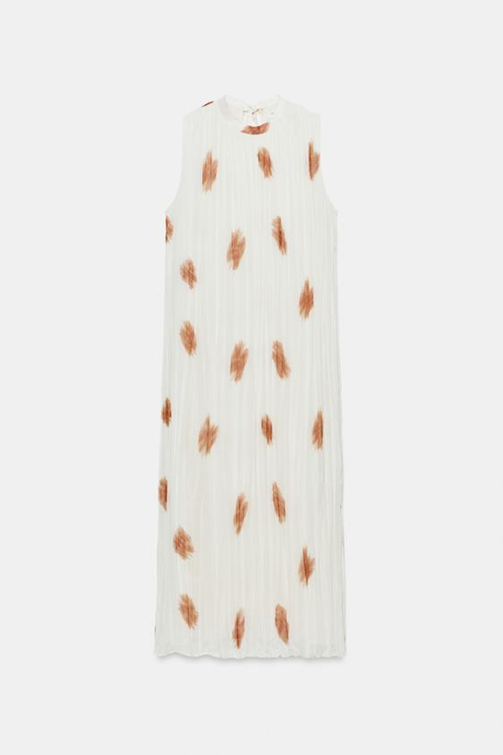 ZARA ПЛАТЬЕ ИЗ ТКАНИ С ПРИНТОМ — ZW COLLECTION, ЭКРЮ/КРАСНЫЙ