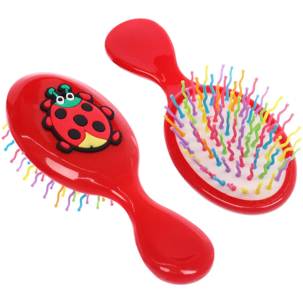 Расчёска массажная детская «Little darling», Божья Коровка Элис, цвет красный, разноцветные зубчики, 13,8*6см (пакет с подвесом)●