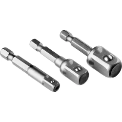 Адаптеры переходники для торцевых головок на шуруповерт 1/4", 3/8", 1/2" набор 3 шт.