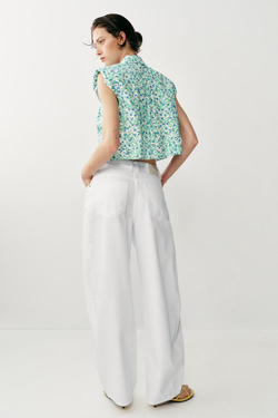 ZARA ДЖИНСЫ Z1975 BARREL WIDE-LEG СО СРЕДНЕЙ ПОСАДКОЙ, БЕЛЫЙ