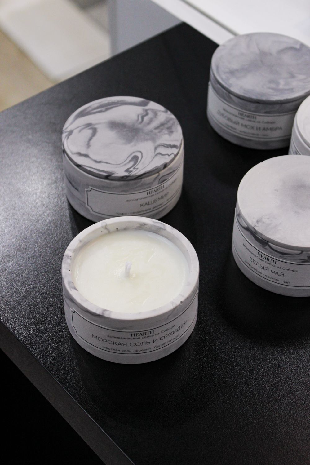 Свеча Морская соль и орхидея, гипс, 80 / 200 мл.