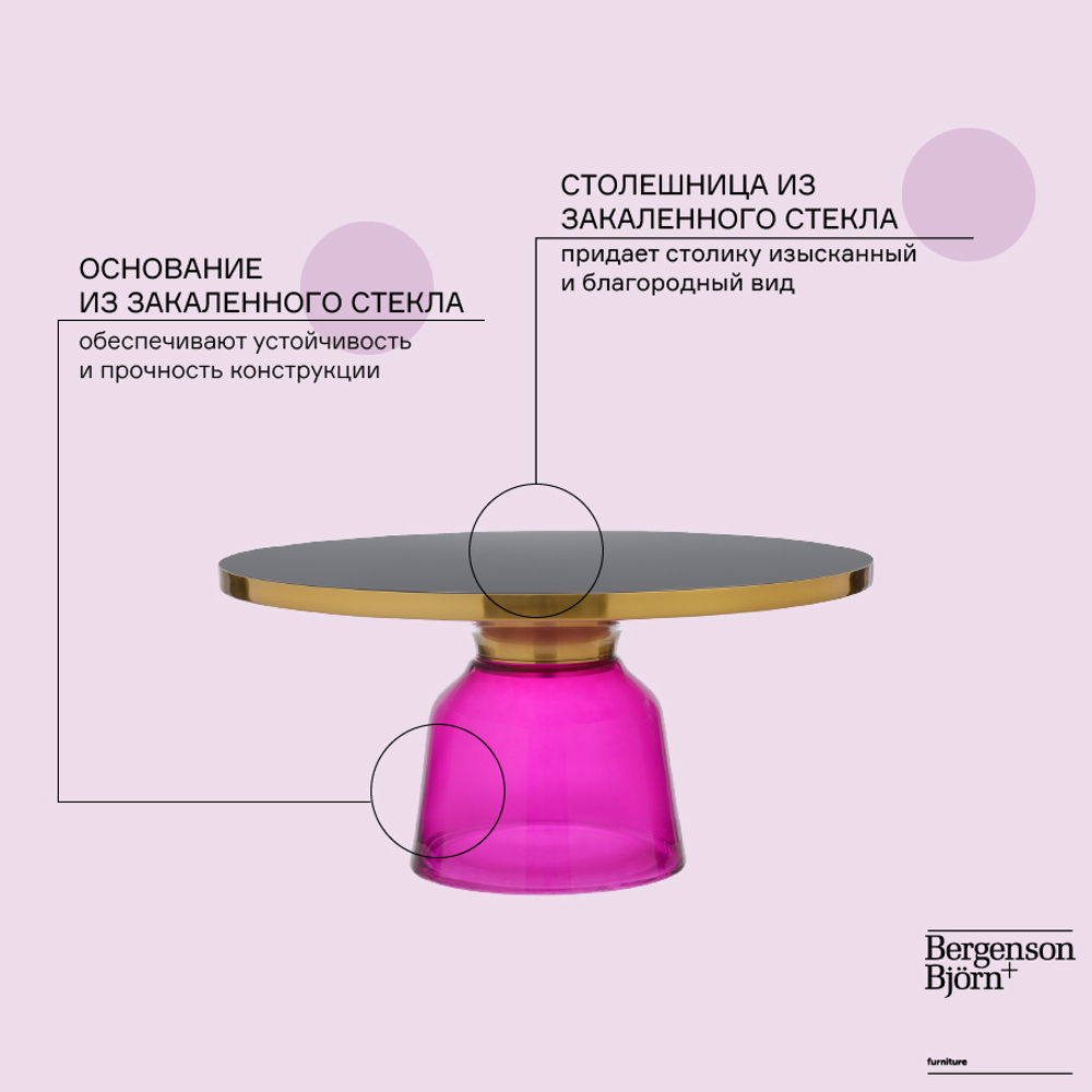 Столик кофейный Berg Odd 75см черный/фиолетовый