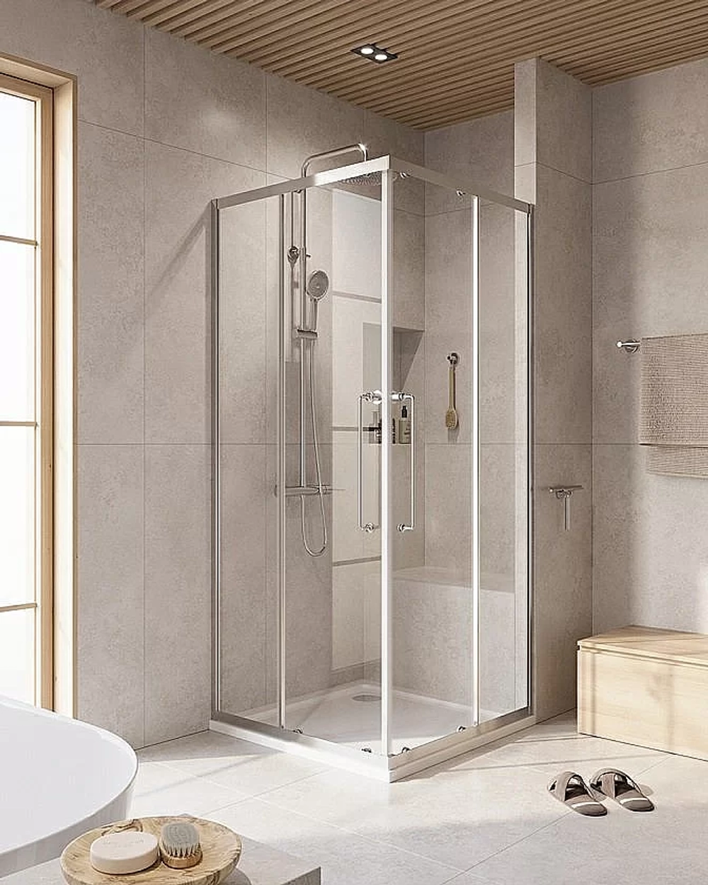 Душевой уголок Cezares Relax 100x100 RELAX-304-A-2-100-C-CR стекло прозрачное/профиль хром