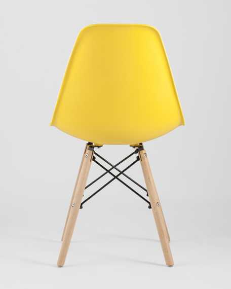 Eames Style DSW желтый пластик, стальной каркас, натуральный массив бука