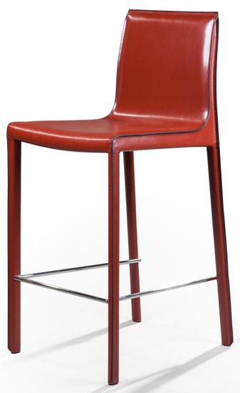 Стул полубарный Barrie, кожа ретро-красный