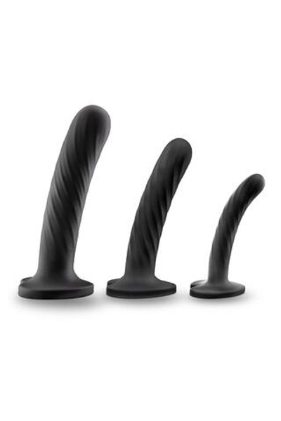 Набор из 3 стимуляторов со спиралевидным рельефом Twist Kit (Цвет: черный)