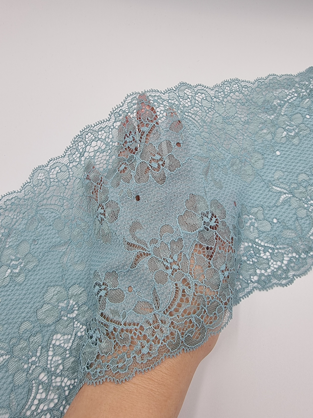 Кружево эластичное сине-зеленое КС76 (16 см)