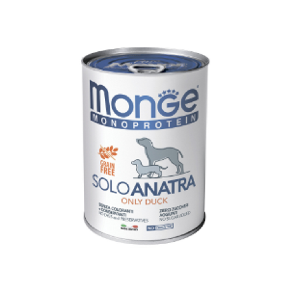 Влажный корм консервы для собак паштет из утки Monge Dog Monoprotein 0,4кг