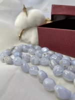 Бусы колье из натурального голубого агата сапфирина ожерелье