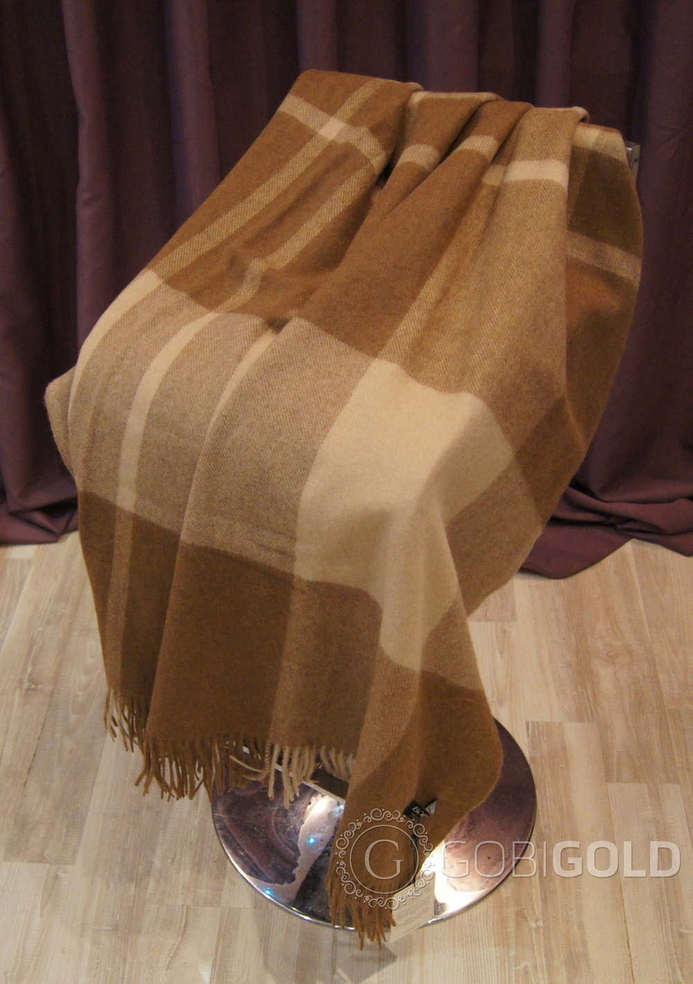 Плед из 100% шерсти молодого верблюжонка 150x200 см. (BODIOS) - камэл-бежевый