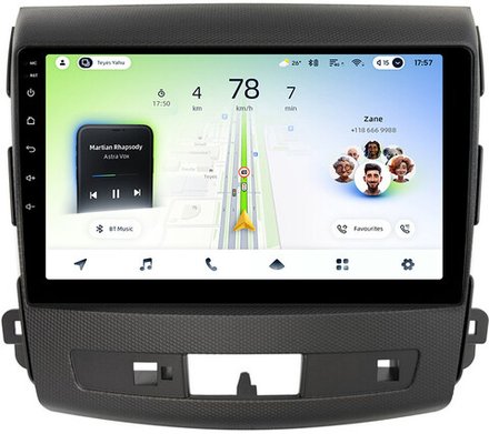 Магнитола для Mitsubishi Outlander XL, Peugeot 4007, Citroen C-Crosser (перфорированная рамка) - Teyes CC4L монитор 9" IPS на Android 14, Snapdragon 662, CarPlay, 4G SIM-слот