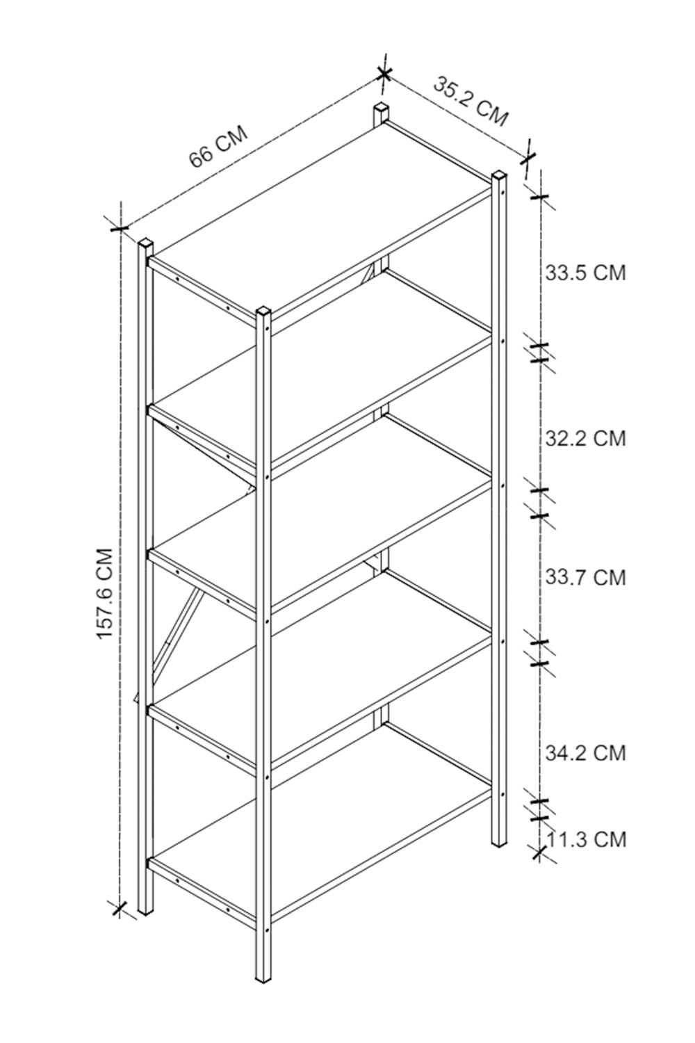 Стеллаж 5 полок 158х66- белый