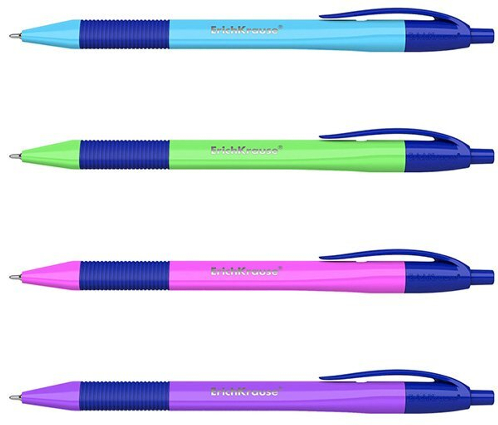Ручка шариковая автоматическая ErichKrause U-209 Neon Matic&Grip, синяя, манжетка, 0,3 мм, 50 штук