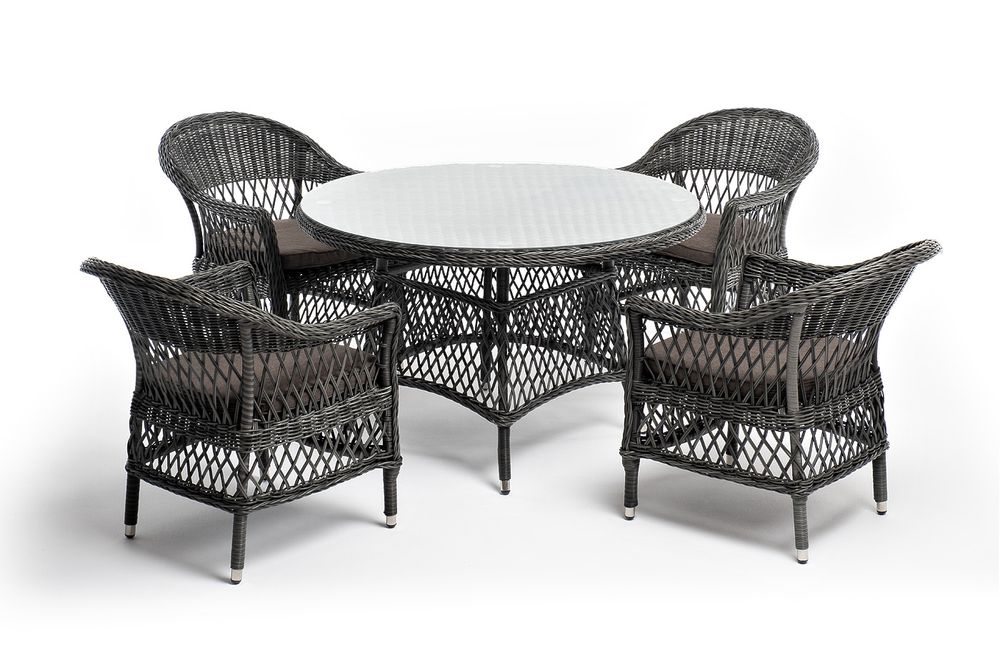 "Дольче" обеденная группа из искусственного ротанга, цвет графит