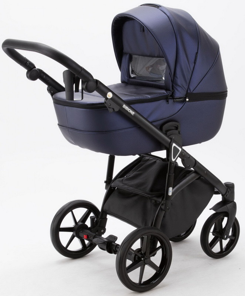 Детская коляска Adamex Bibione Deluxe 2 в 1 BI-SM09 (Т.СИН.ПЕРЛ.ПЕРФ.КОЖА)
