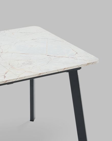 Стол Batu new 120-160/80/76 столешница ЛМДФ азул оникс подстолье металл черный