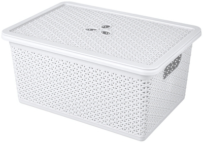 Корзина для хранения универсальная с крышкой светло-серый «Wenge» 20л, 43*30*20 см