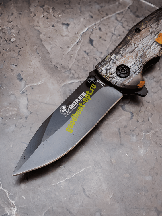 Выкидной нож тактический BOKER Коричневый рисунок под дерево