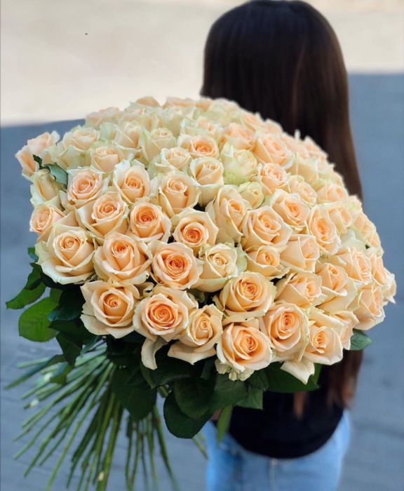 Букет из 75 голландских роз 70 см (цвет на выбор) #1836