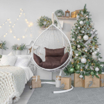 Подвесное кресло-кокон SEVILLA белое, шоколад подушка (Laura Outdoor)