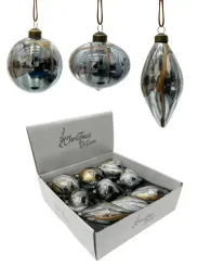 Набор стеклянных украшений Акварель 80 мм., темно-серый, 9 шт., Christmas DeLuxe (13074)