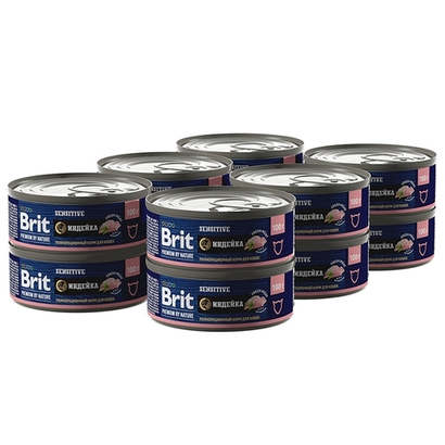 Консервы Brit Premium by Nature Sensitive для взрослых кошек с чувствительным пищеварением, индейка, 12 шт x 100 г