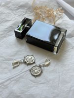 Серьги-монеты на английском замке, оттенок матовое серебро.