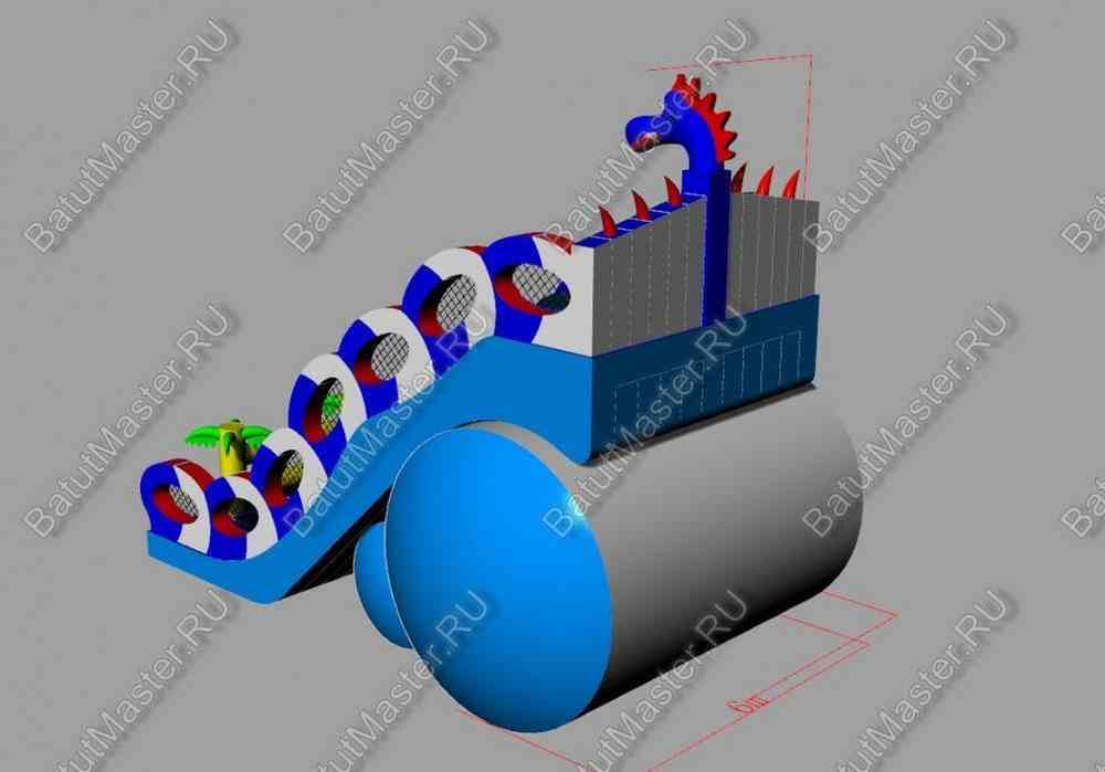 Коммерческий надувной батут-горка "Дракон" 18*8*13 м