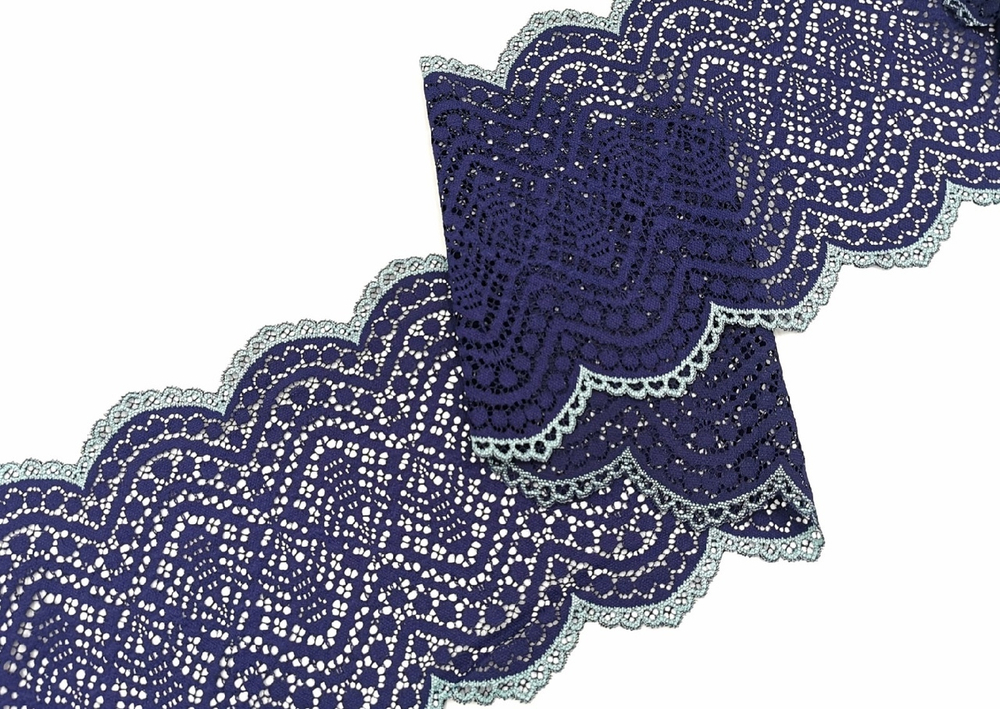Эластичное кружево, 19,5 см, темно-синее, (Арт: EK-2517), м