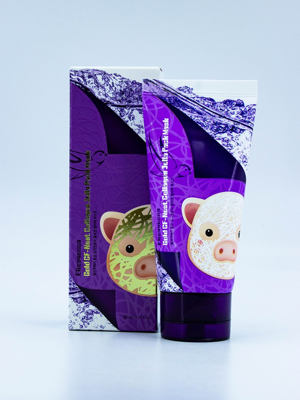 ELIZAVECCA - МАСКА-ПЛЁНКА ДЛЯ ЛИЦА GOLD CF - NEST COLLAGEN JELLA PACK MASK, 80 ML