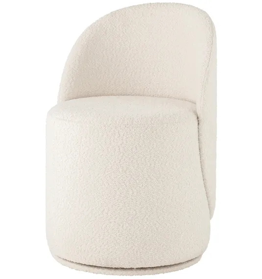 Крутящийся пуф со спинкой Loreen, белое букле
