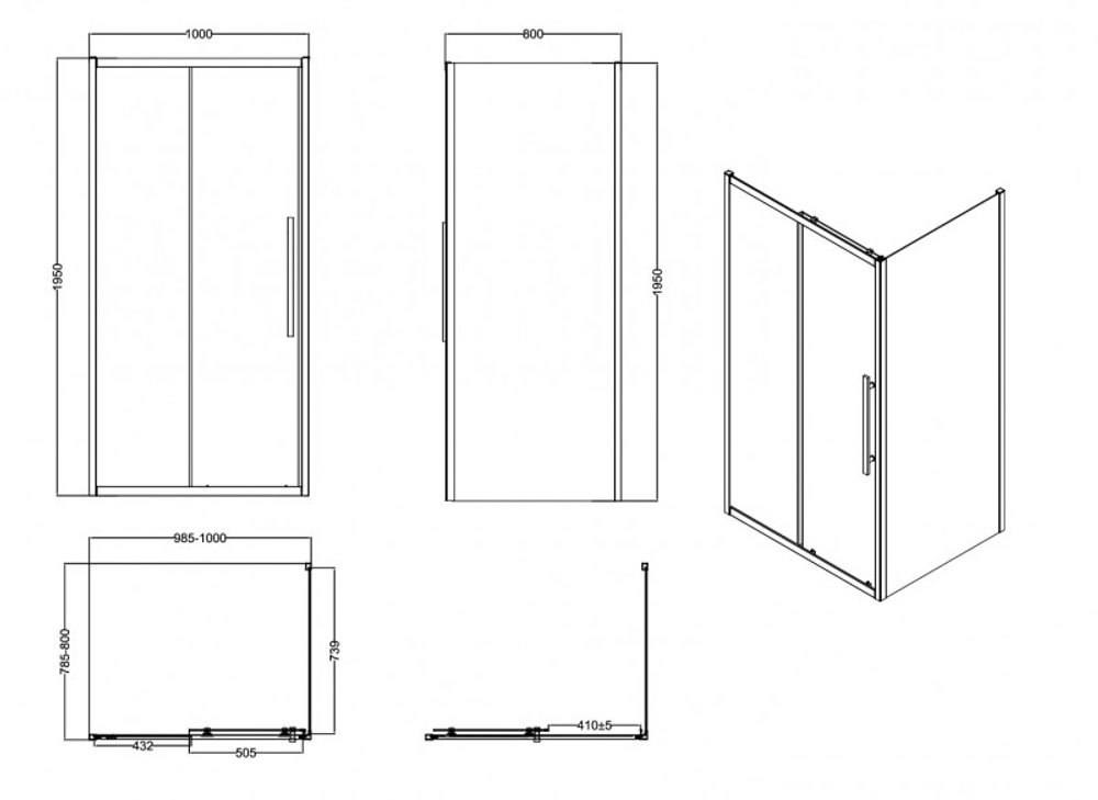 Ограждение душевое ESBANO ESF-108PS-GM 100x80x195