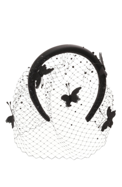 Вуаль с шелковыми бабочками на объемном ободке