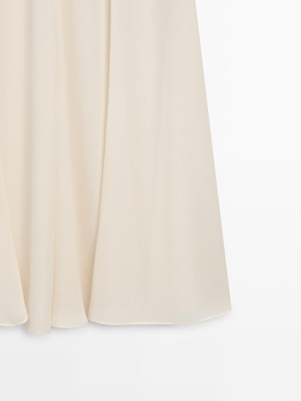 Massimo Dutti Струящаяся юбка миди из 100% шелка со швами - STUDIO, кремовый