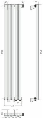 Сунержа Эстет-1 EU50 правый 1200х225 5 секций