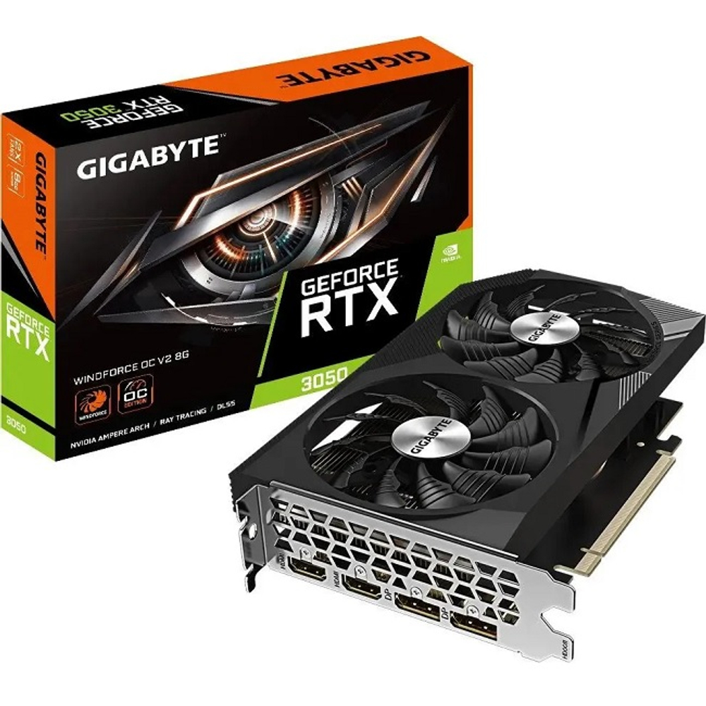 Видеокарта GIGABYTE GeForce RTX 3050 WINDFORCE OC V2 8G (GV-N3050WF2OCV2-8GD)