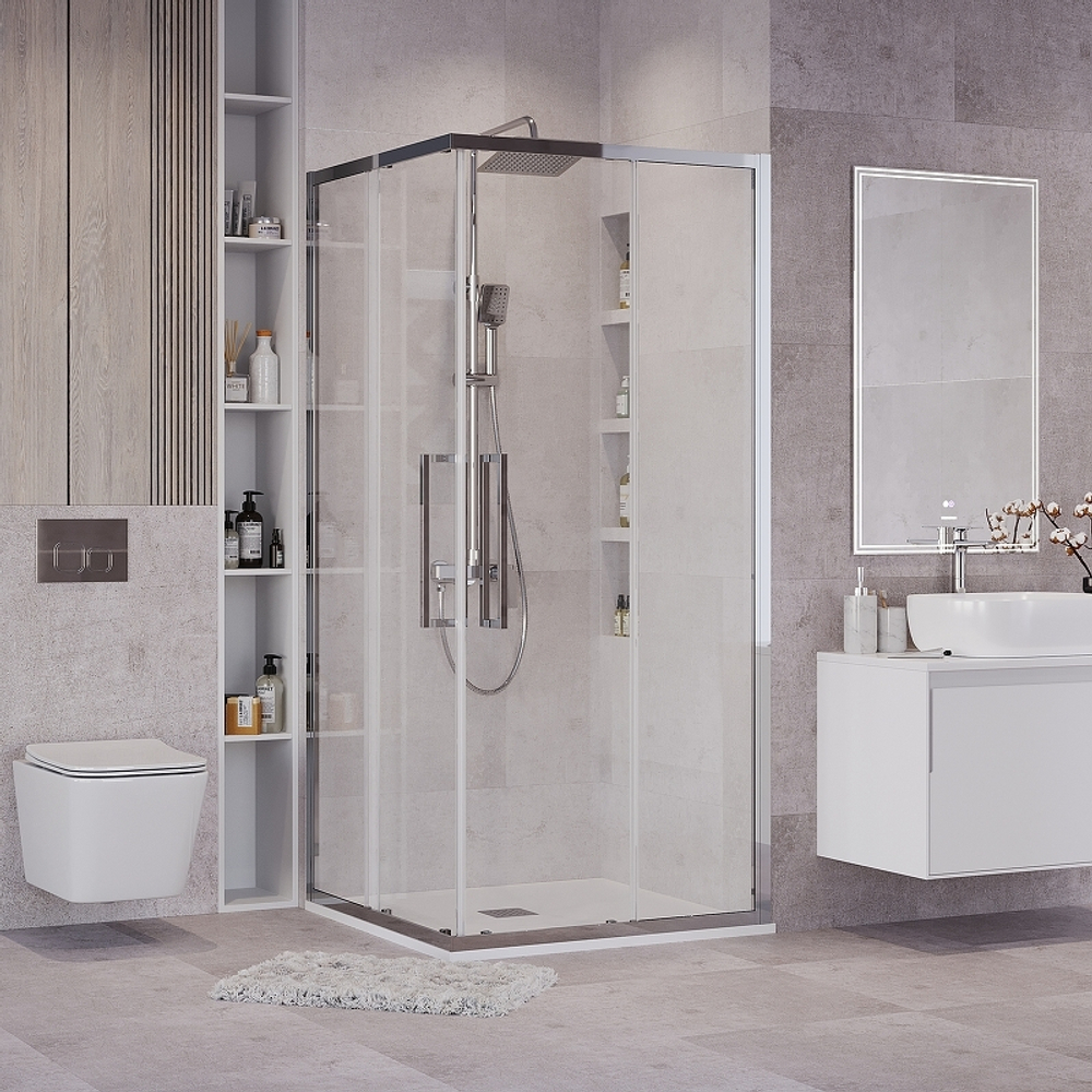 Душевой уголок Grossman Cosmo 100х100 300.K33.02.1010.10.00 профиль Хром стекло прозрачное