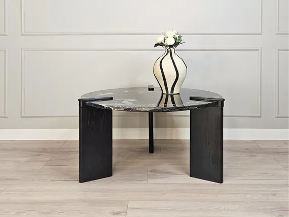 Журнальный столик SC133B, Ø80х42 см, черный мрамор