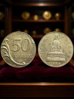 50 копеек 1998 года Россия. Проект Памятник Тысячелетие России. Копия пробной монеты бронза