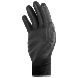 WDK-PU01B/L/5, 5 пар, размер L, Перчатки ЧЁРНЫЕ защитные эластичные из нейлона с полиуретановым покрытием