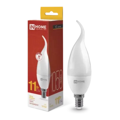 Лампа светодиодная LED-СВЕЧА НА ВЕТРУ-VC 11Вт 230В Е14 3000К ТЕПЛЫЙ СВЕТ 1050Лм IN HOME